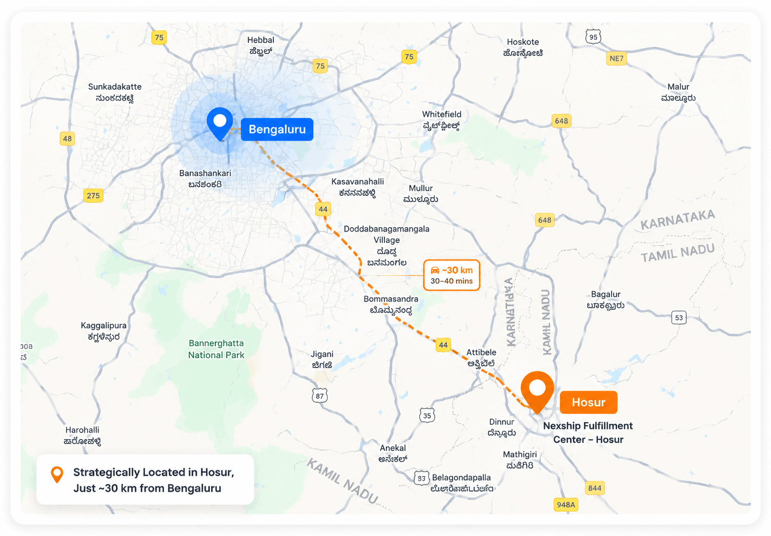 Nexship Strategic Location - Hosur and Bengaluru
